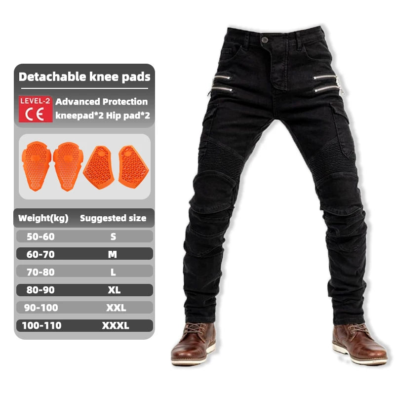 New Double Zipper Metal Style Motocross Trousers Men For Woman Outdoor elasticity Riding Jeans Protective Gear Motorcycle Pants