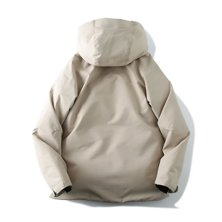 Four Season Waterproof Ski Jacket - Warm City Outdoor Jacket With Color Blocks, Windproof Tape Structure, Neutral Design