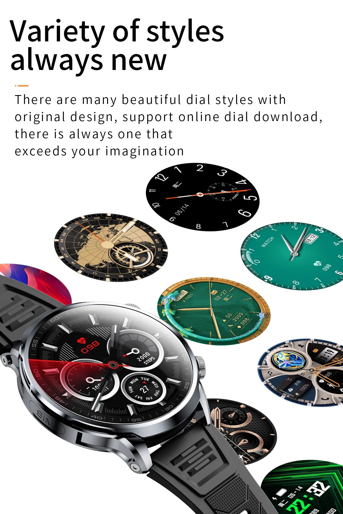 16+256GB Android H18 Smartwatch 4G LTE 1100Mah Battery Play Store Heart Rate 1.95 inch Spherical screen Smart Watch Men GPS WIFI