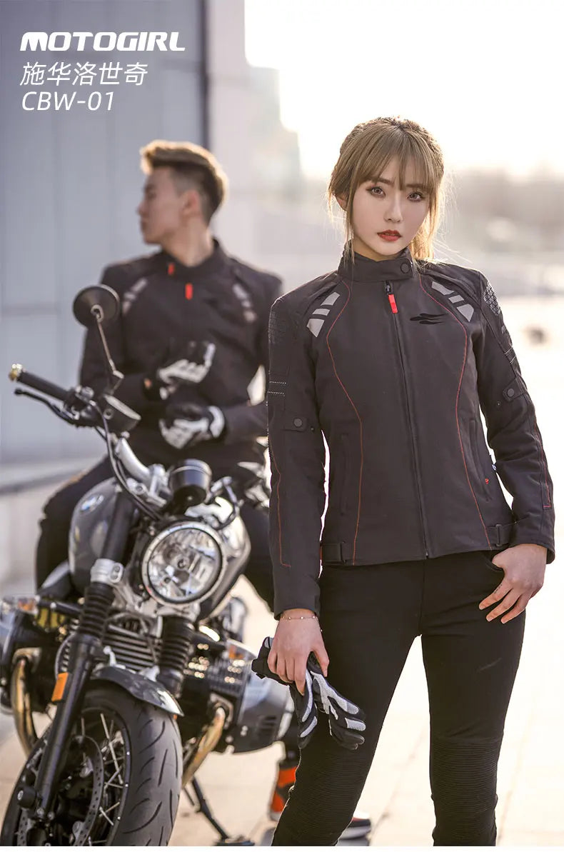Women Motorcycle Jacket Four Seasons Breathable Lightweight Mesh Cycling Moto Jacket Protector Motocross Suit CE Protective