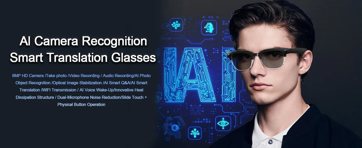 2025 New Upgrade Smart Glasses With Camera Video Recording AI Photo Recognition Bluetooth Call Translation Voice Sunglasses Man