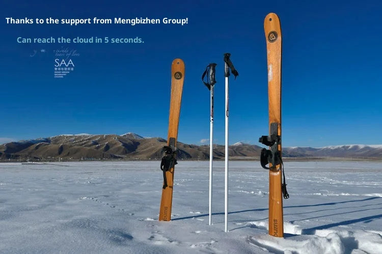 Natural Ash Wood Twin Tip Alpine Skis Adults Kids Vintage Wooden Skis Stylish High Quality Display Ready Snow Snowboard