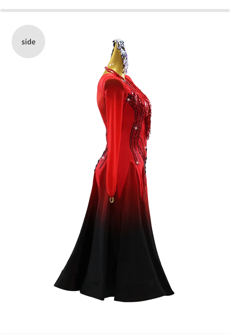 Womens Modern Dress Carnival Girls Ballroom Dance Costumes Waltz Female Suit Korean Stadium Lyrical Long Sleeve Stage Party Sets