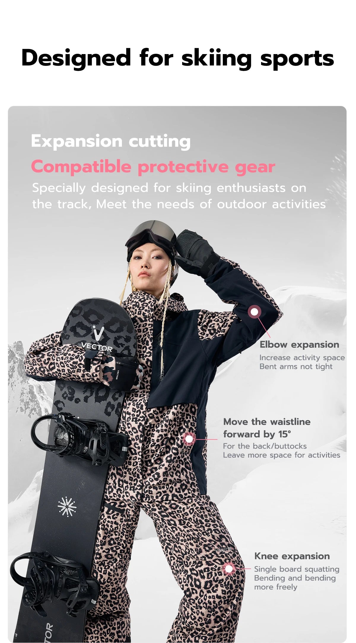 VECTOR Men Women 3L Cotton Ski Jacket Ski Pants Warm Windproof Winter Overalls Waterproof Outdoor Sports Clothing Snowboard