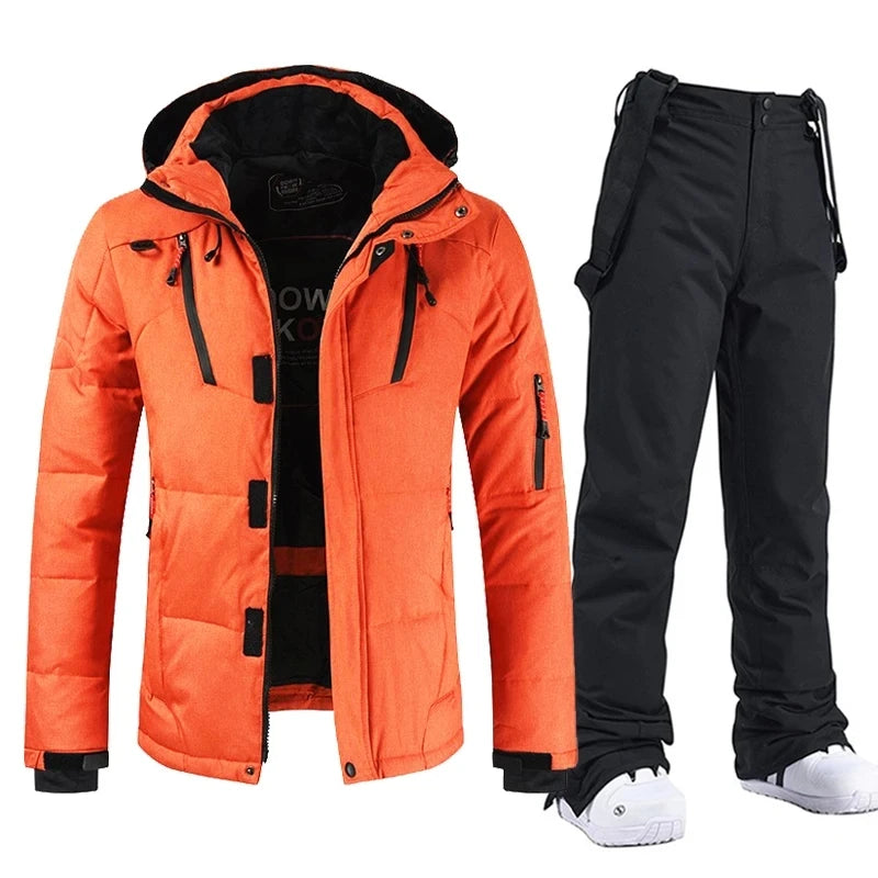 Winter Ski Suit Men Camping Mountain Ski Jacket Ski Pants Warm Windproof Down Jacket Overalls Outdoor Sports Snowboard Clothing