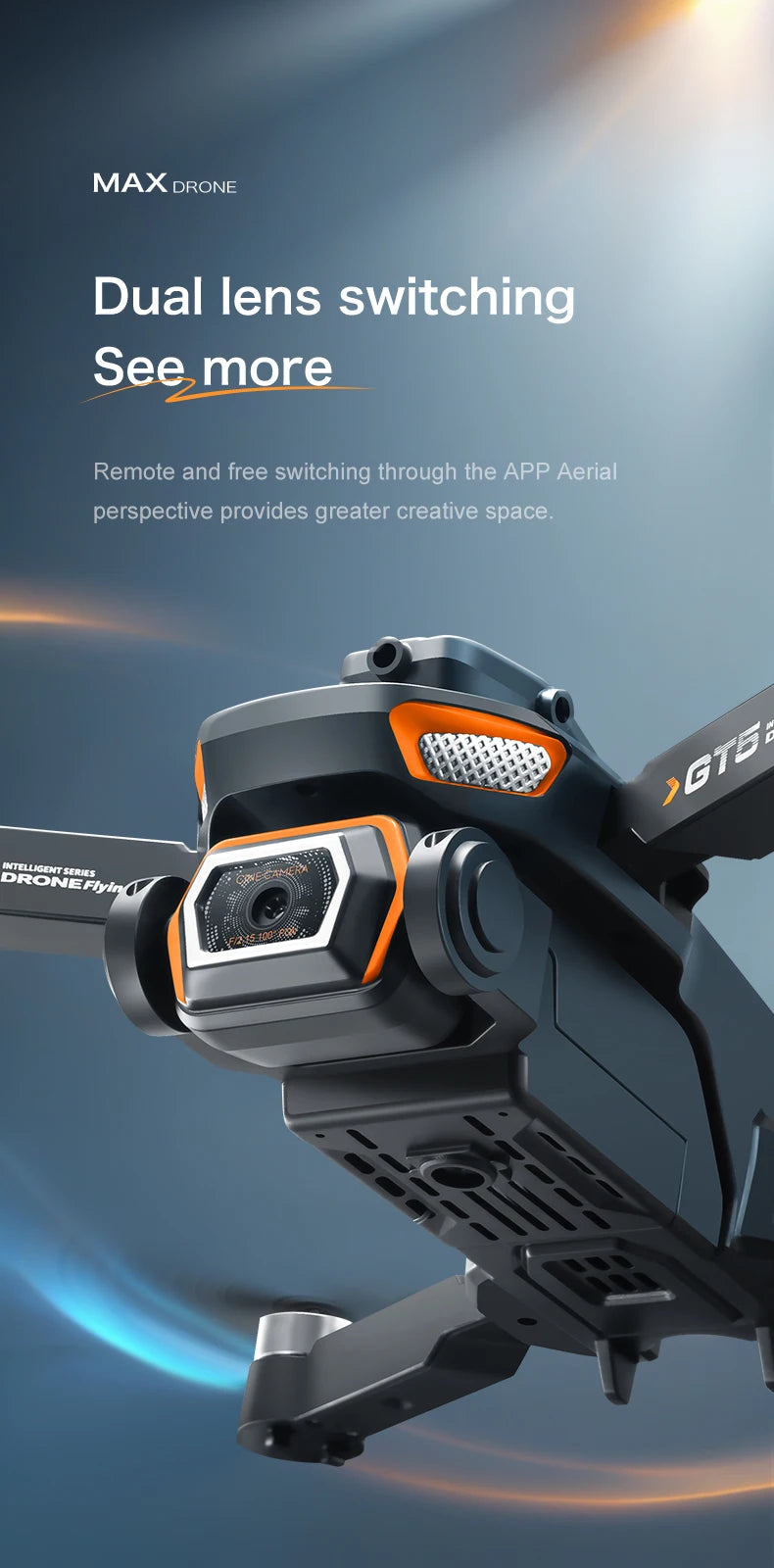 GT5 Brushless Drone with Dual Lens & Obstacle Avoidance - GPS/APP Path Drawing, 2.4" Screen Remote Flight for Aerial Photography