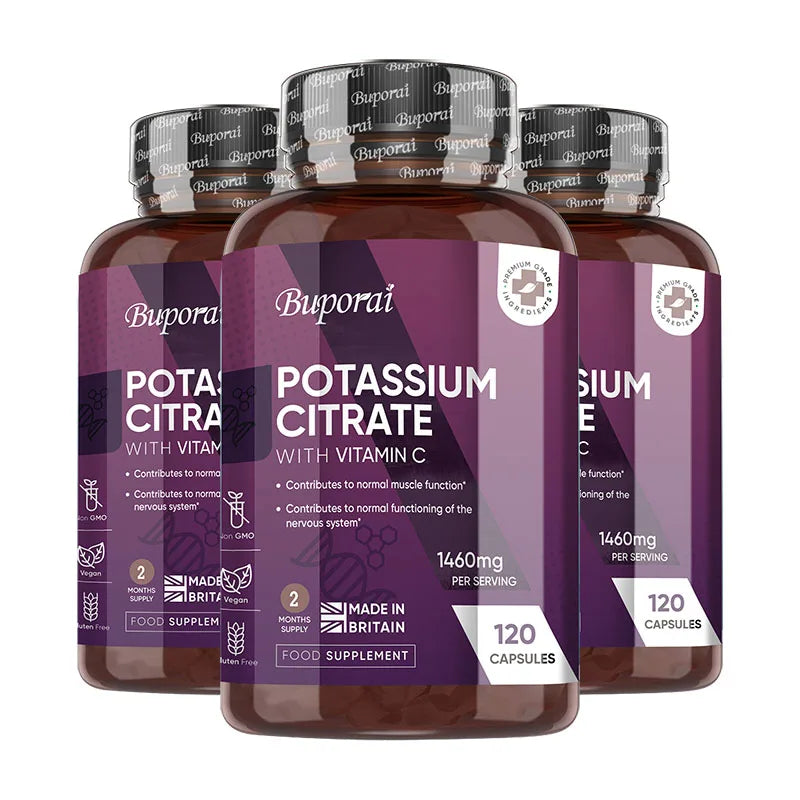 Potassium Citrate Supplements 1460mg - Contains Vitamin C To Help Maintain Normal Bone, Nerve and Immune System Function