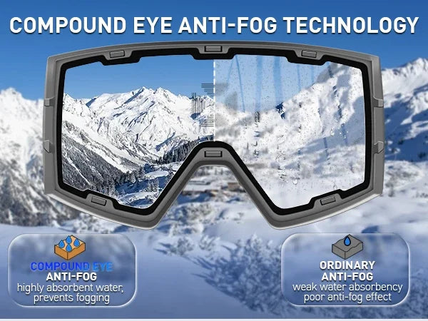 KAPVOE Outdoor Photochromic Ski Goggles Winter Snow Sports for Unisex Snow Glasses UV400 Anti-fog Magnetic Snowboard Glasses
