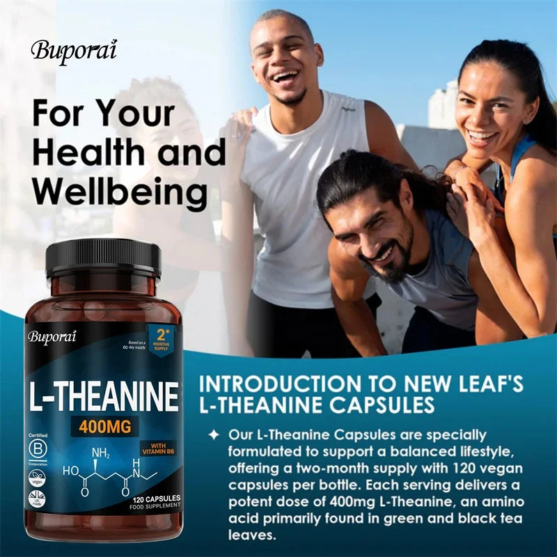 L-Theanine 400MG - Supports Relaxation, Relieves Stress and The Nervous System, Reduces Fatigue, and Promotes Energy Production