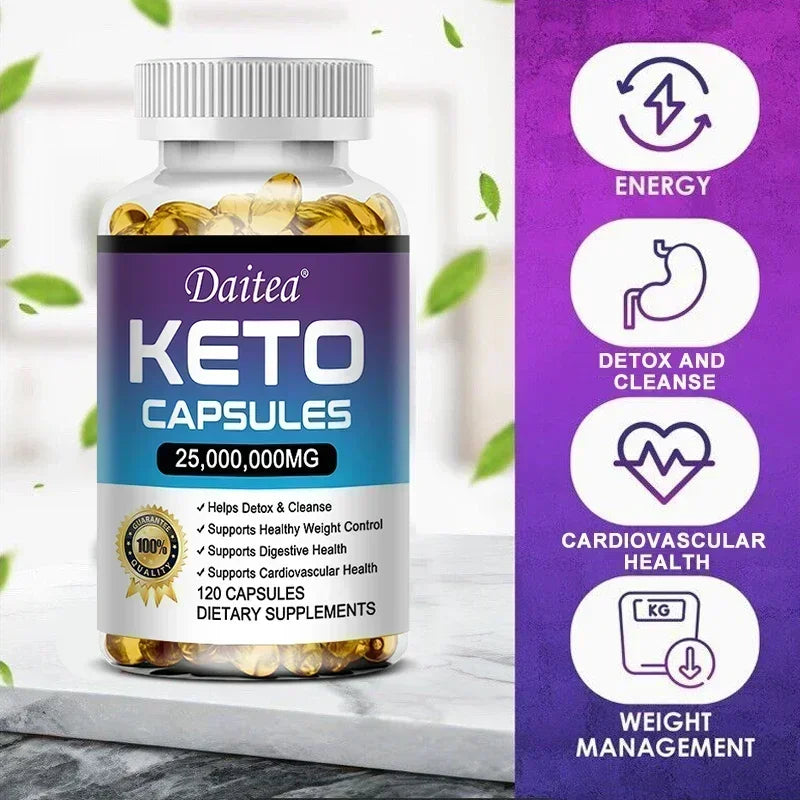 Keto Capsules - Weight & Fat Management, Burn Belly Fat, Detoxification, Digestion, Immunity - High Strength Ketone Supplement