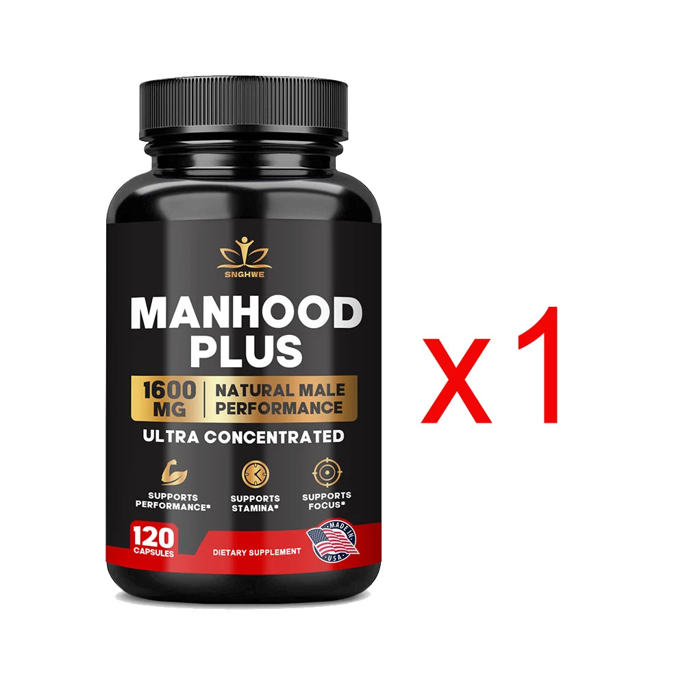 Manhood Plus capsules enhance masculinity, promote better blood flow, improve muscle strength, and elevate mood