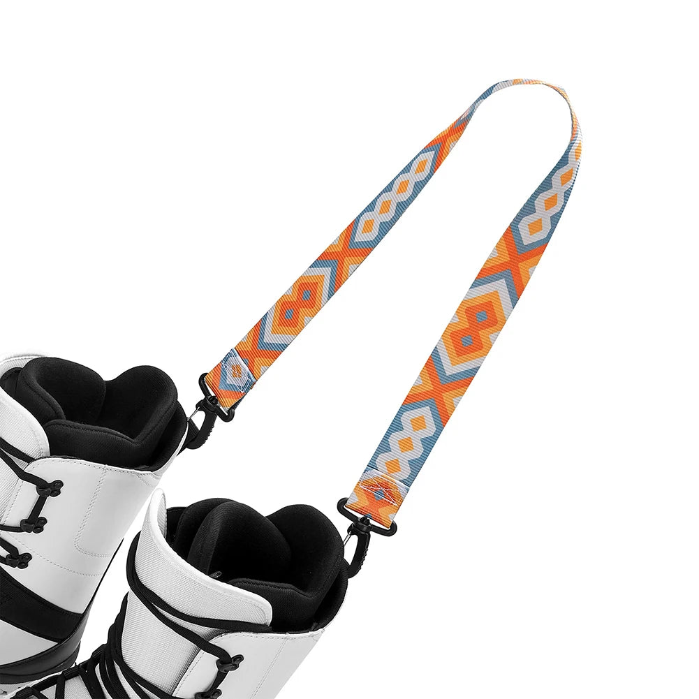 Nylon Skiing Pole Shoulder Hand Carrier Adjustable Lash Handle Straps Buck Hook Loop Protecting Black Nylon Ski Handle Strap Bag