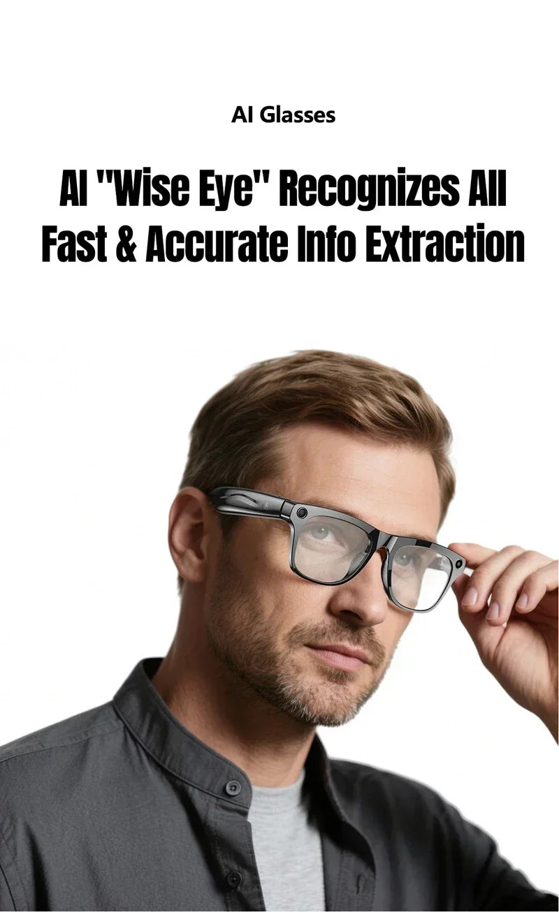 Lenovo 8K HD AI Smart Photochromic Glasses 4K Multifunctional Camera Bluetooth Call Voice Assistant Music Player Translate