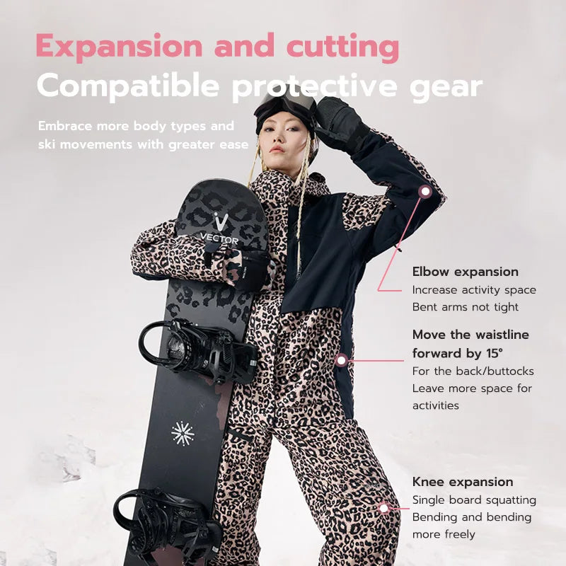 VECTOR Men Women 3L Cotton Ski Jacket Ski Pants Warm Windproof Winter Overalls Waterproof Outdoor Sports Clothing Snowboard