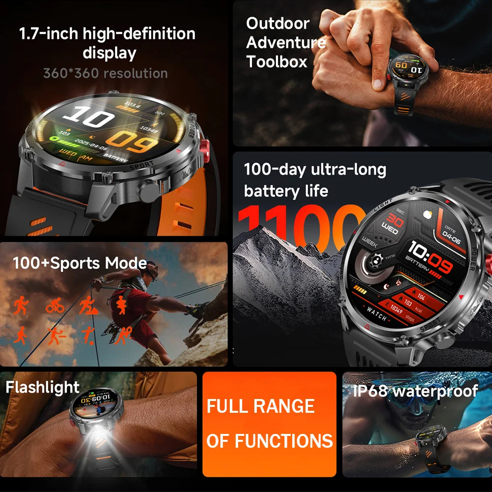 New T-Rex3 Ultra 1100mAh Battery Smart Watch GPS Track Compass IP69K Waterproof Sports tracker Outdoors Military Smartwatches