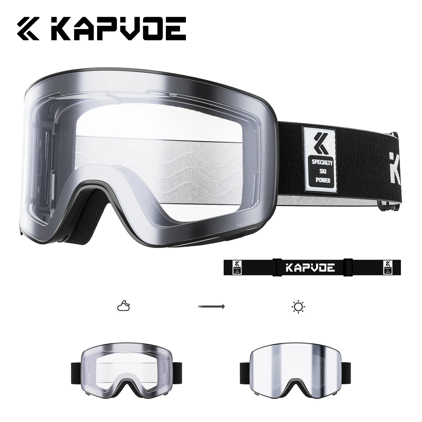 Kapvoe Winter Photochromic Ski Goggle Snow Anti-Fog Sunglasses Snowboard Mask for Men Women Eyewear UV400 Glasses Snowmobile