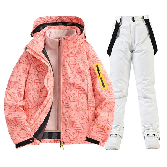 Women Ski Jacket+Pants Winter Warm Windproof Ski Suit Female Snowboard Snow Coat Trousers Outdoor Sports Camping Brand Ovearalls