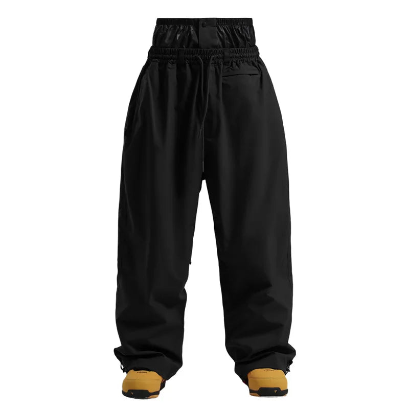 Gsou Snow 2025 Unisex Loose Fit Cargo Ski Pants - Waterproof Windproof Snowboard Trousers for Men & Women Winter Snow Gear