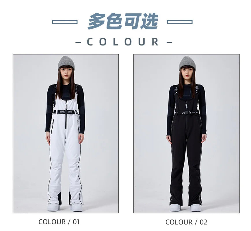 MUTUSNOW Winter Breathable Women's Ski Strap Pants Windproof Waterproof Snowboarding Trousers Outdoor Female Slim Ski Pants