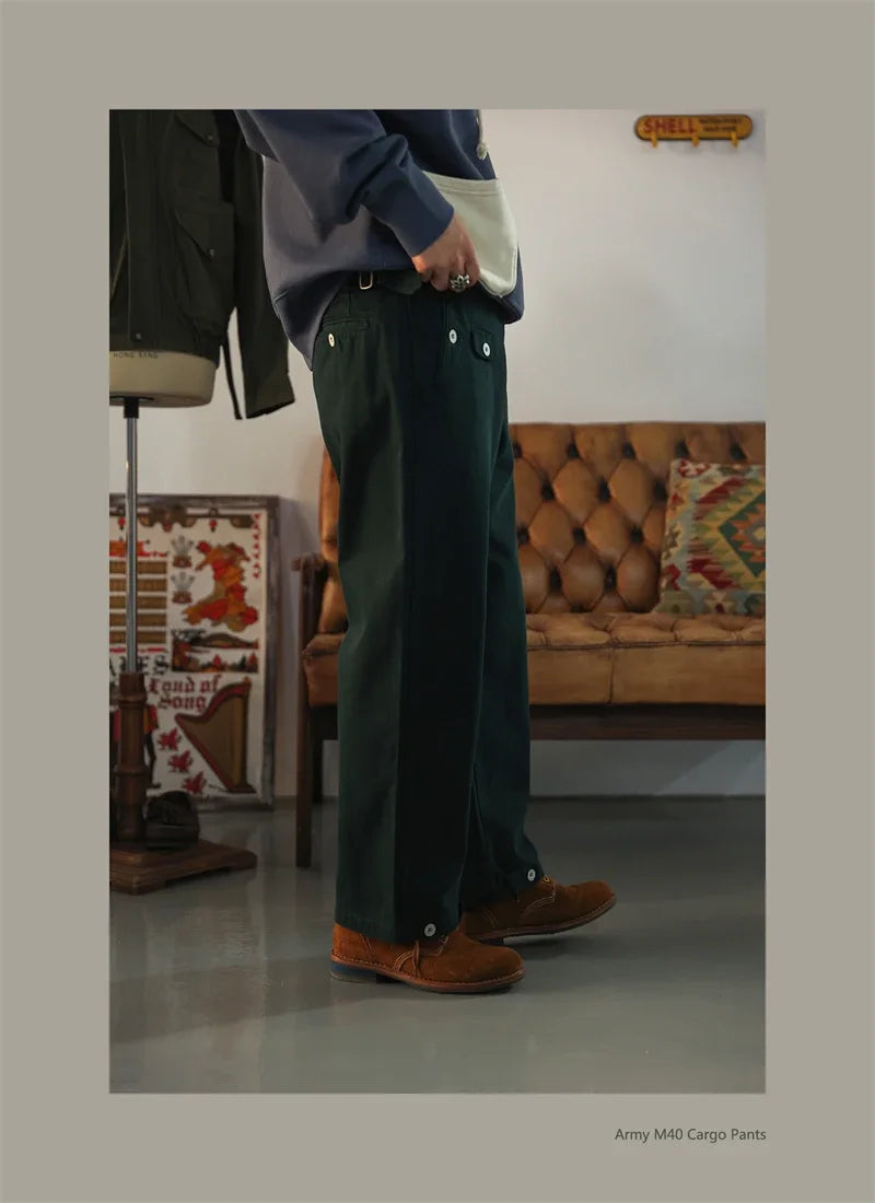 Second Order Army M40 Cargo Pants German Style Vintage Inspired Chino Trousers