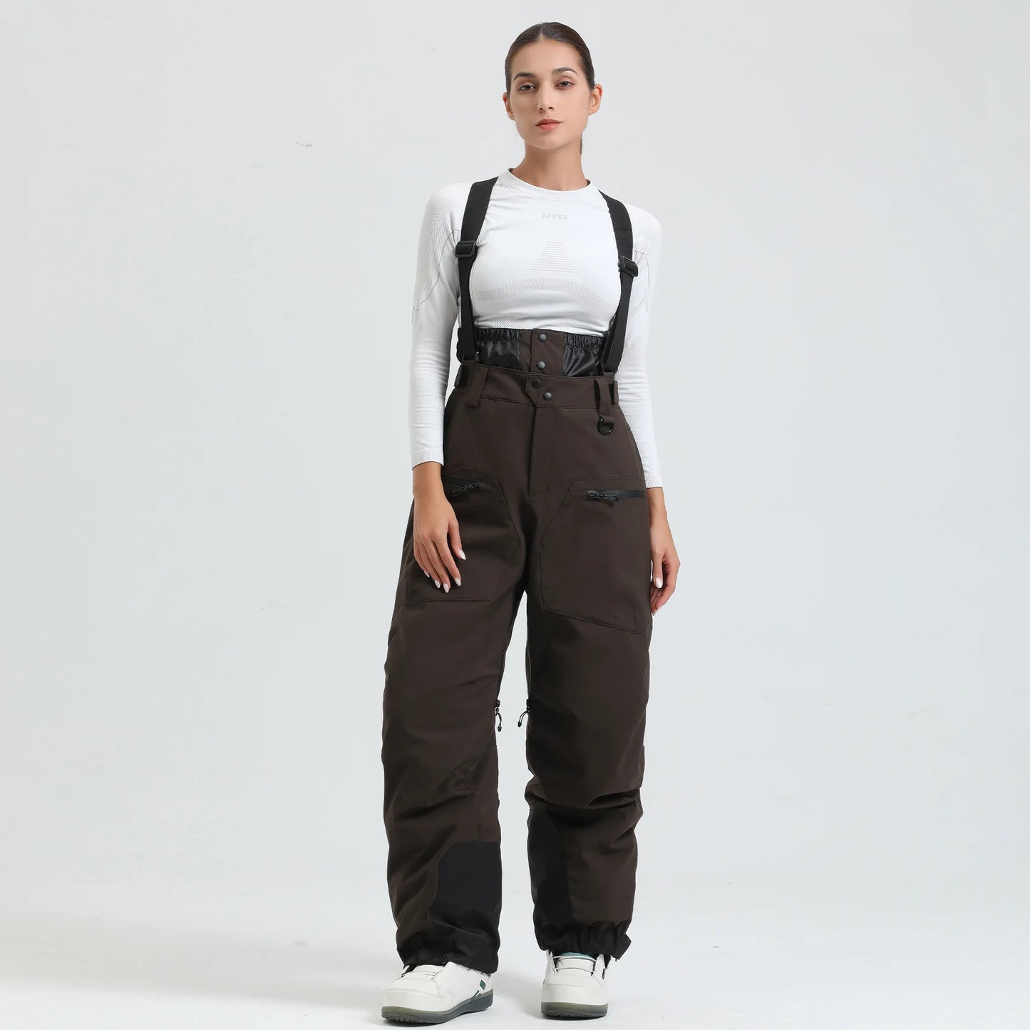 Gsou Outdoor Sport Mountain Female Ski Pants Winter Waterproof Men Women Snowboard Overalls Suspender Snowpants Warmth -40 degre