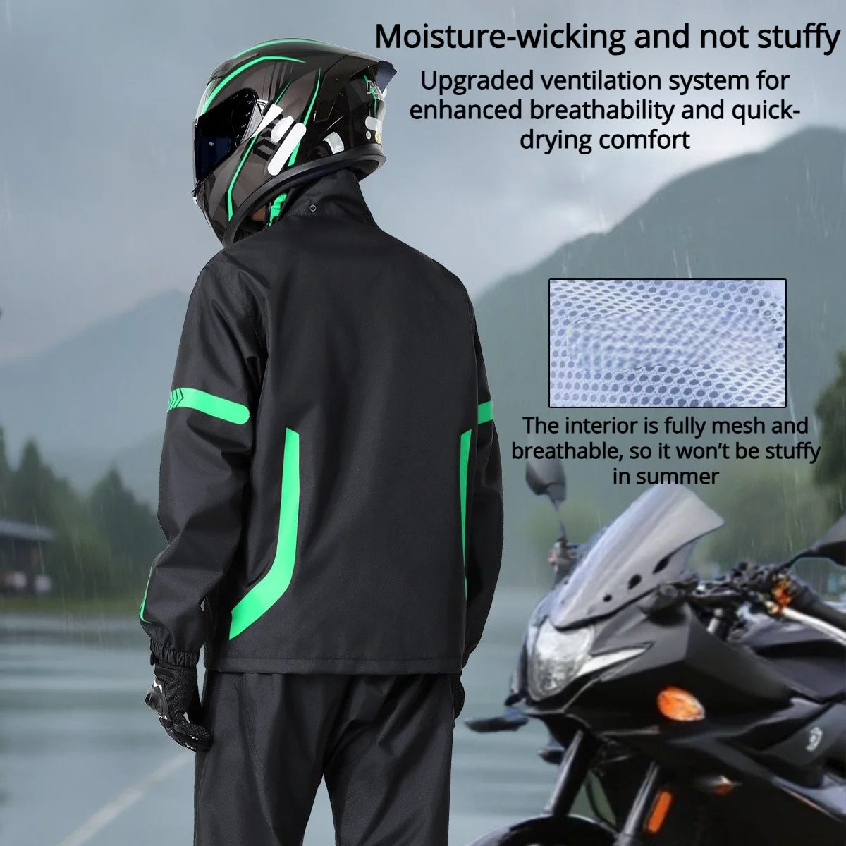 2026 New Model Motorcycle Raincoat Suit  Raincoat Set For Motorcycle Riding Clothing Against Heavy Rain Reflective Raincoat