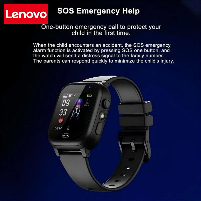 Lenovo Kids Smartwatch 4G Wifi GPS SOS Location Video Call Analogue Card Waterproof Watch Camera Boys Girls Upgrade New Watch