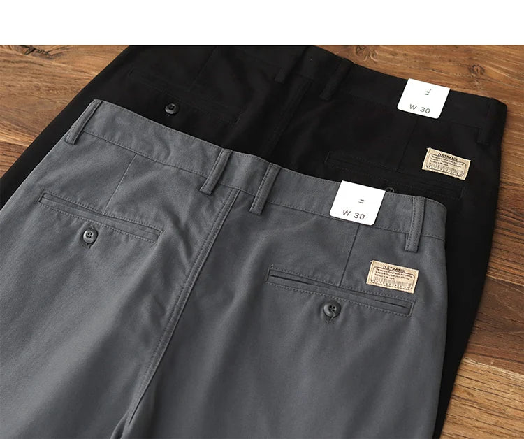 Straight pants American casual Chino cargo retro simple beige white khaki cotton casual pants for men