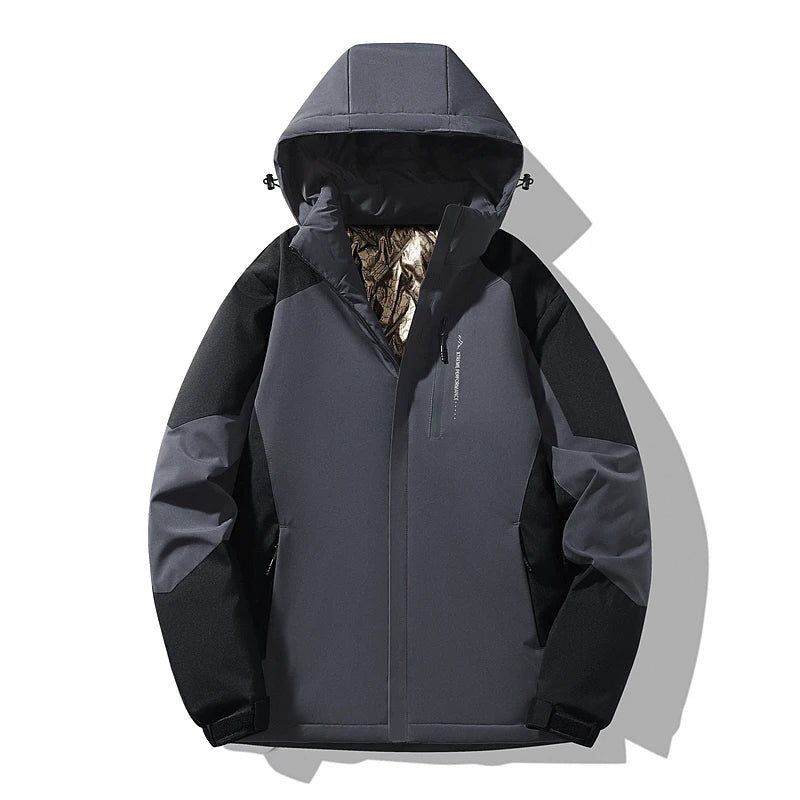 Autumn And Winter Outdoor Graphene Couple Style Lock-Iin And Warm Fashion Casual Simple Contrast Color Hooded Cotton Coat