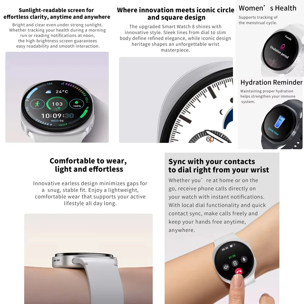2026 New Galaxywatch Ultra 8 Ladies SmartWatch Compass IP68 waterproof BT Call GPS map navigation Men SmartWatch For Android IOS