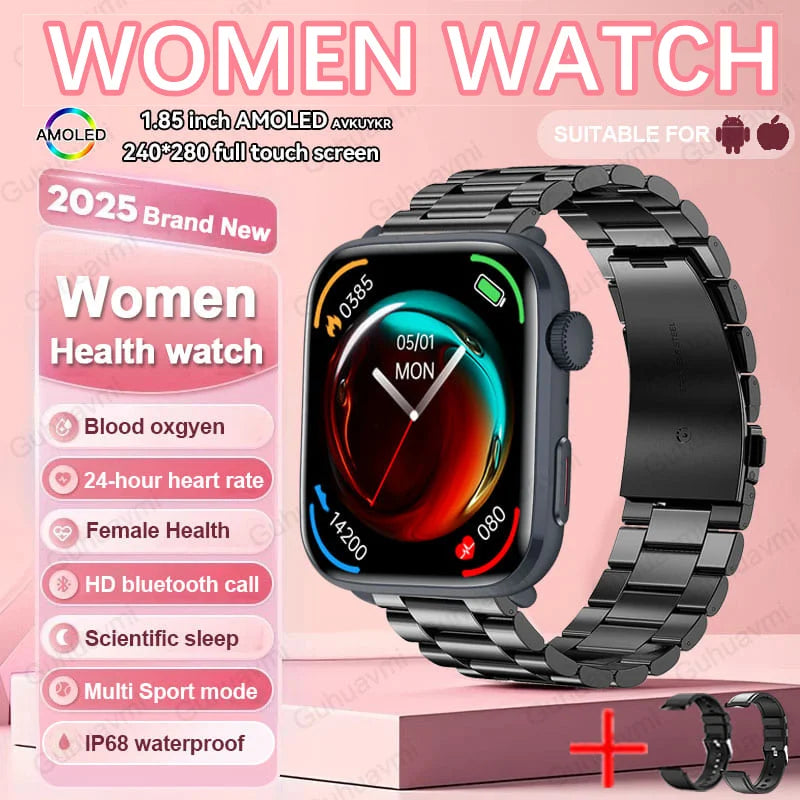 2025 New Women Men AI Smart Diagnosis Watch HRV+PPG Blood Pressure Heart Rate Health Monitor IP68 NFC Fashion Sports Smartwatchs