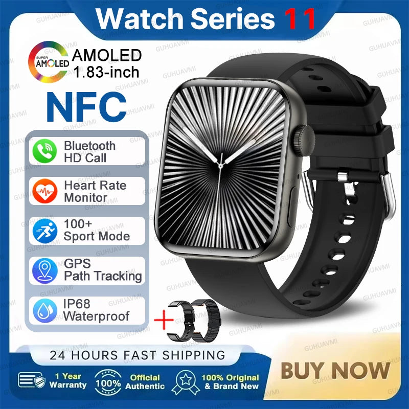 2026 New For iOS Watch Series 11 Smart Watch Ultra HD AMOLED GPS NFC Heart Rate IP68 Waterproof Sport Fitness Call Smartbracelet