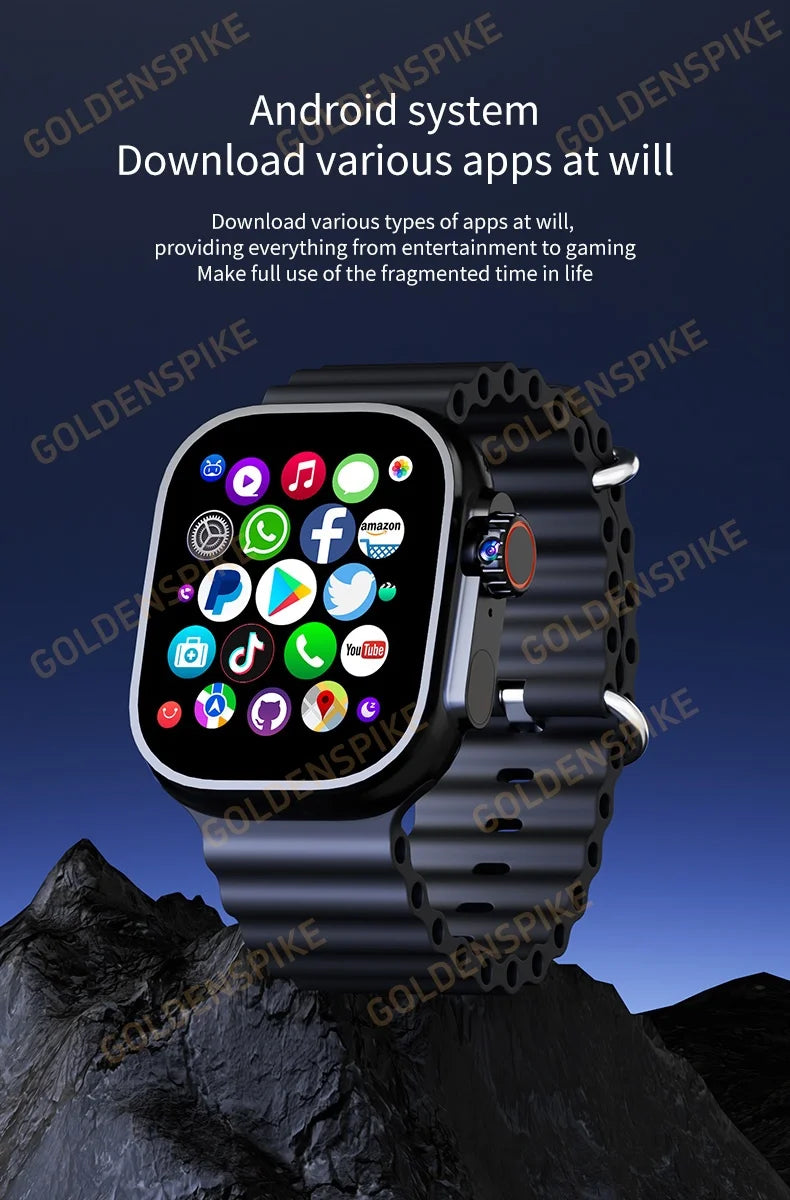 DW100 Pro Android Smartwatch Fingerprint Unlock Control Smart Watch 256GB ROM Free Download App WIFI GPS Camera 2.29inch Amoled