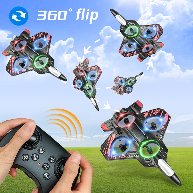 L101 RC Foam Airplane Mini Drone 2.4G Fighter Stunt Helicopter 360° Flip Remote Control Aircraft LED Colored Lights Quadcopter