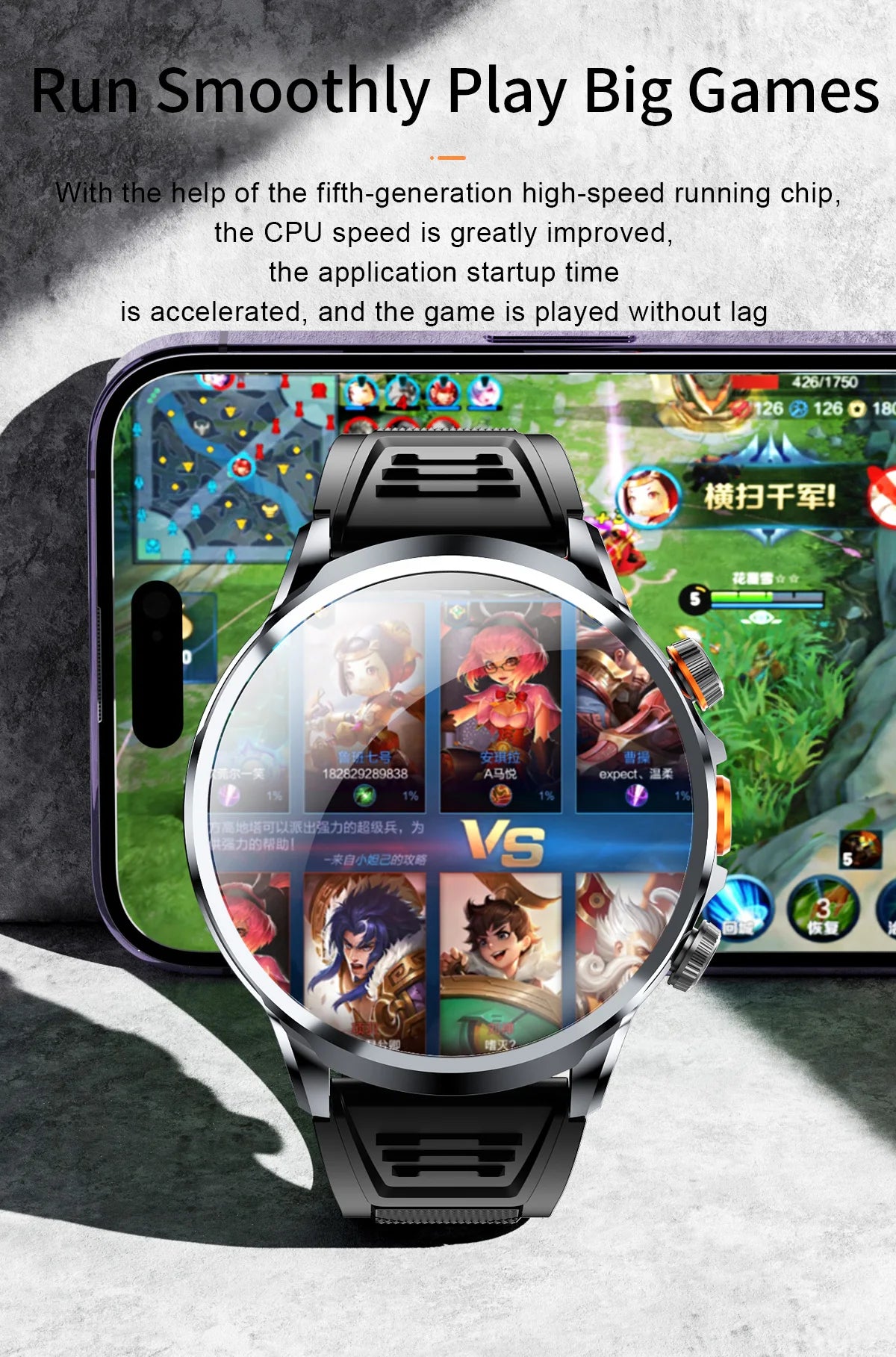 16+256GB Android H18 Smartwatch 4G LTE 1100Mah Battery Play Store Heart Rate 1.95 inch Spherical screen Smart Watch Men GPS WIFI