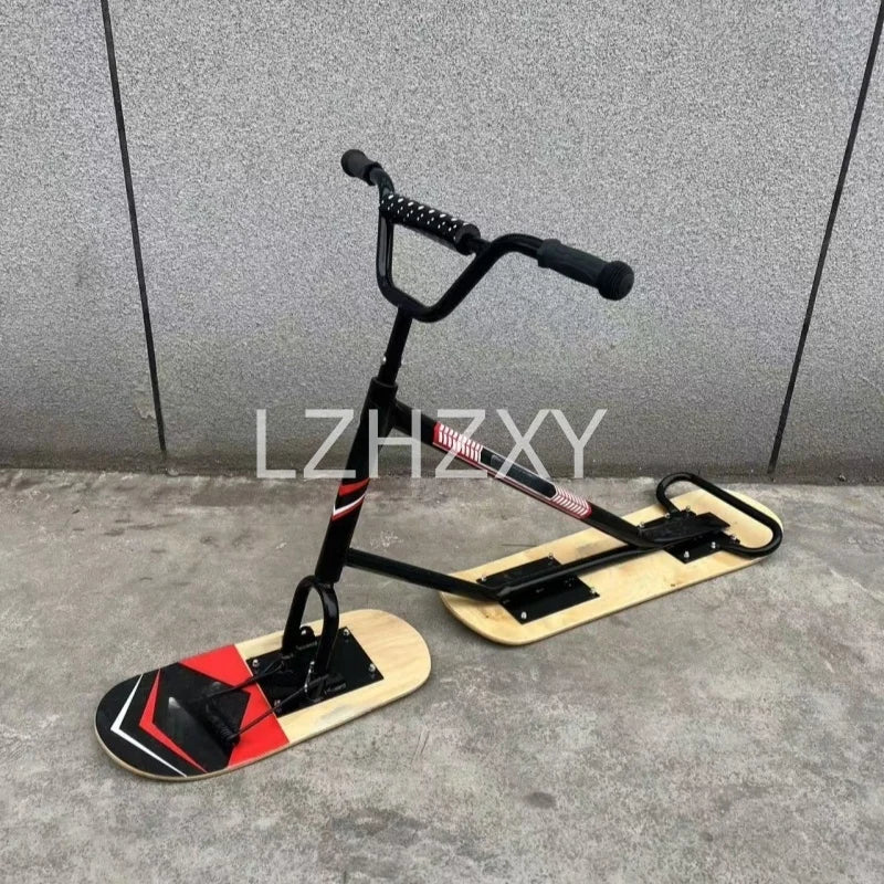 Adult Ski Carts Thickened Wear-resistant Aluminum Skis Freestyle Skis Grass Skis Snowboards Orienteering Wood Color