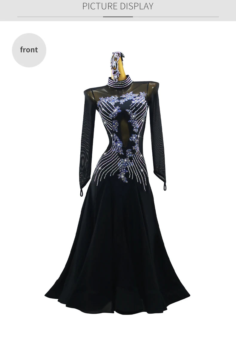 Girls Evening Dress Jazz Waltz Clothes Competition Stand Dance Sets Ballroom Suit 2026 Modern Match Women Dancewear Long Sleeves