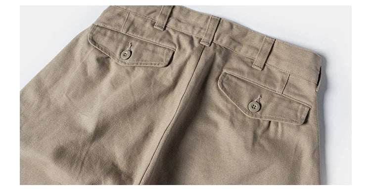 Non Stock French Army M-52 Chino Pants Men's Double Pleated Twill Casual Trousers Straight Leg