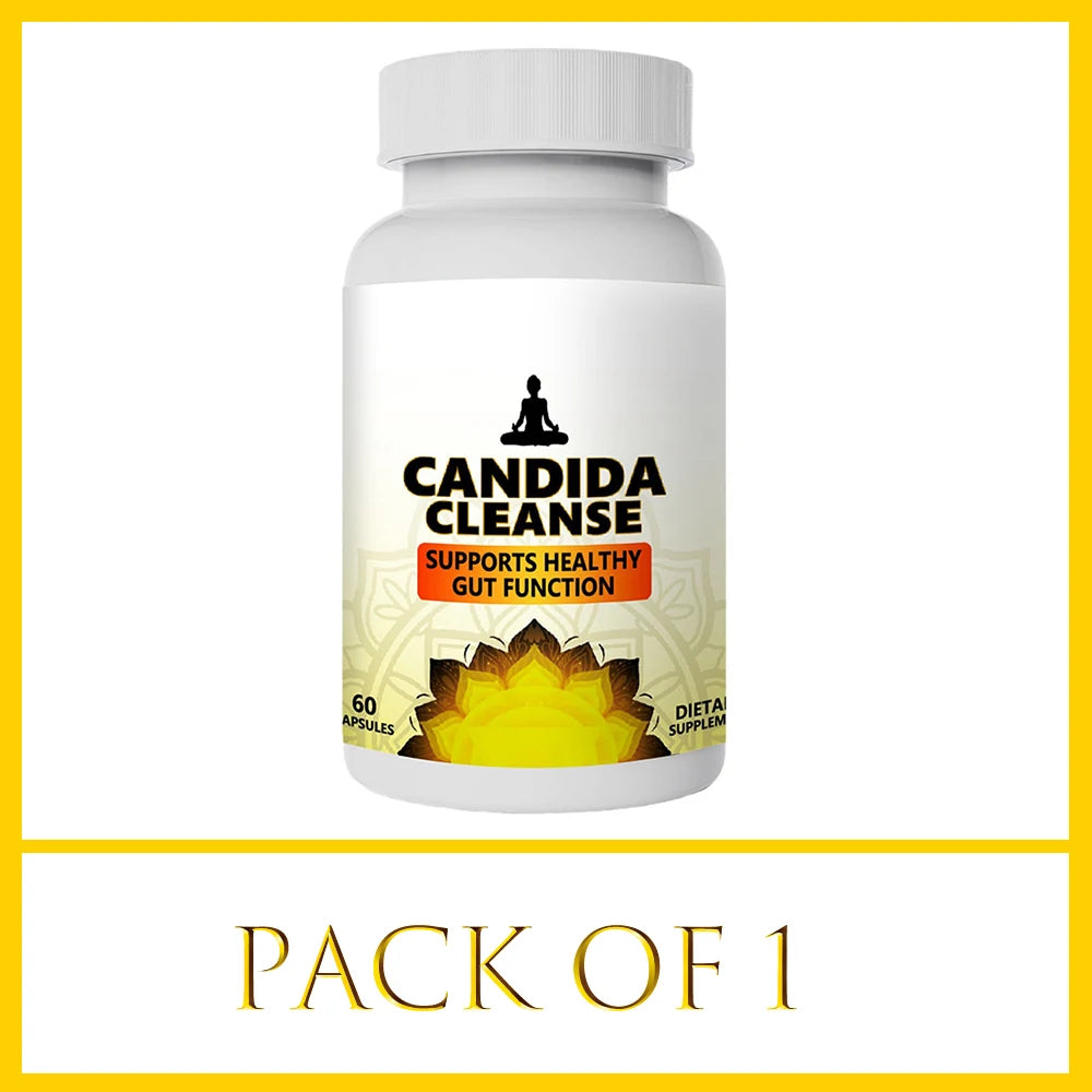 Candida Cleanse Detox for Gut Health - Extra Strength Balance Control Anti Overgrowth Supplements for Women & Men - 60 Capsules