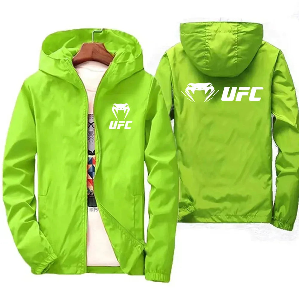 2025 UFC Fighting Logo Breathable Fashion Fitness Zipper Jacket Casual High Quality Hooded Baseball Jacket Outdoor Sports Jacket