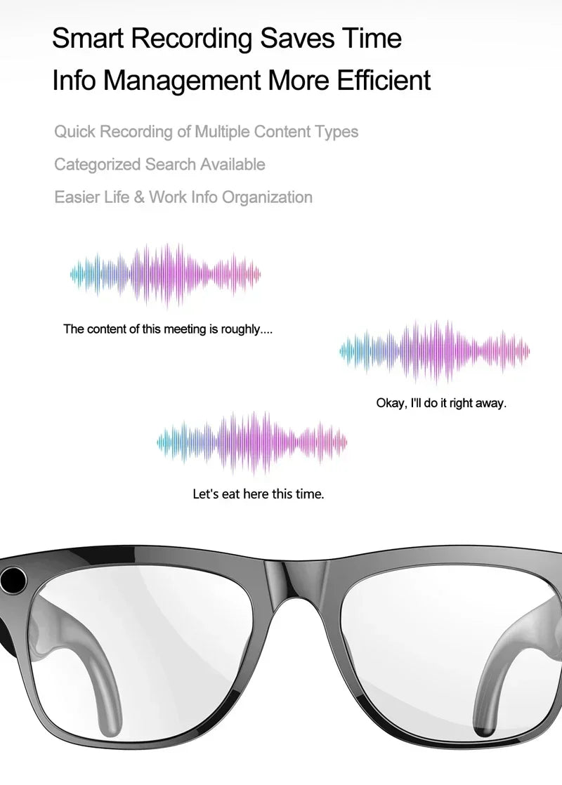 Lenovo 8K HD AI Smart Photochromic Glasses 4K Multifunctional Camera Bluetooth Call Voice Assistant Music Player Translate