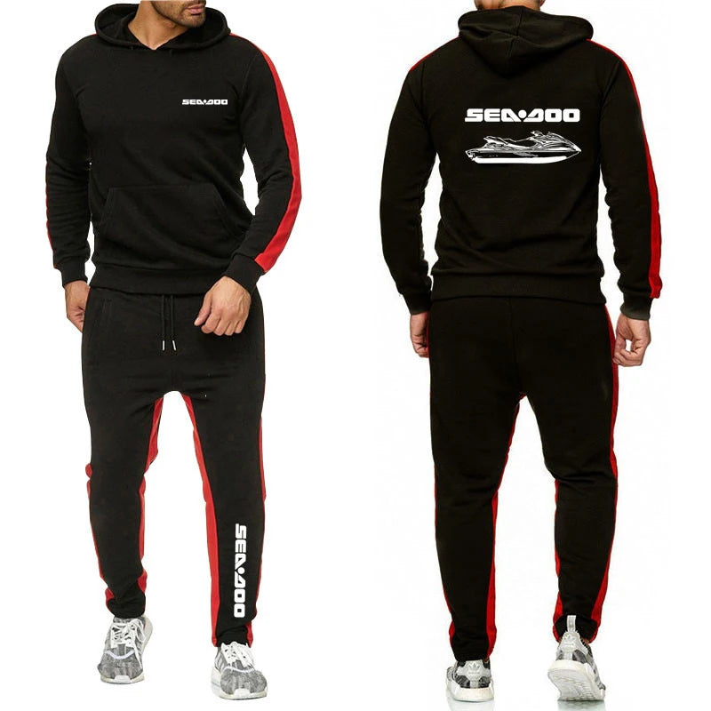 2024 Spring New Men Sea Doo Seadoo Moto Sweatpants 2-piece Set Casual Spliced Pants Baseball Stand Neck High Quality Jacket Coat