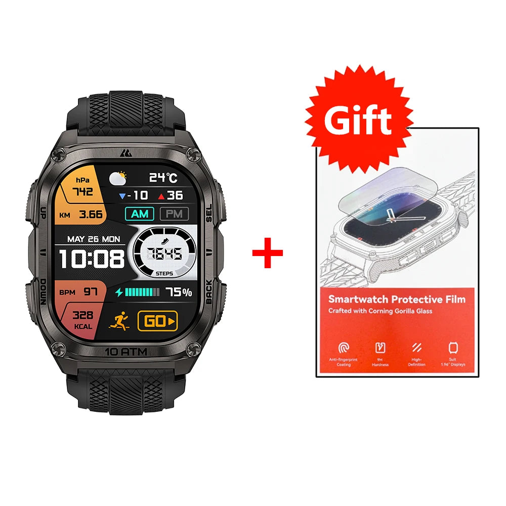 KOSPET Tank M4 Smart Watch for Men Stainless Steel 6-Sat GPS Offline Maps 100M Waterproof 24/7 Health Monitor for Android iOS