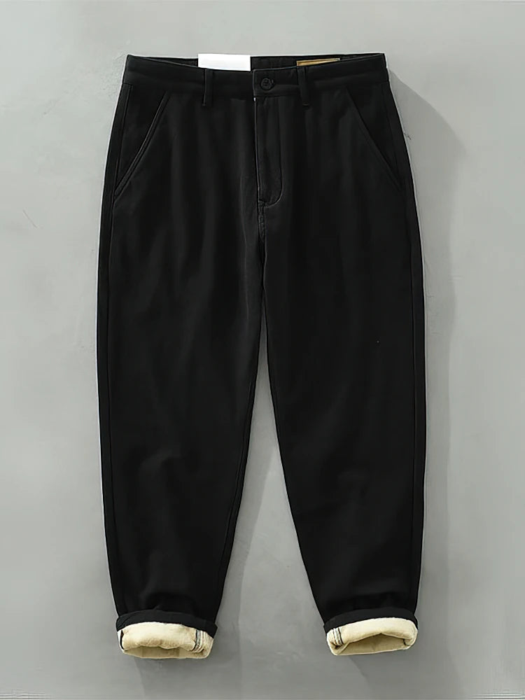 100% Cotton Casual Chino Pants Men Loose Jogger Pants Sport Sweatpants Straight Khaki Trousers