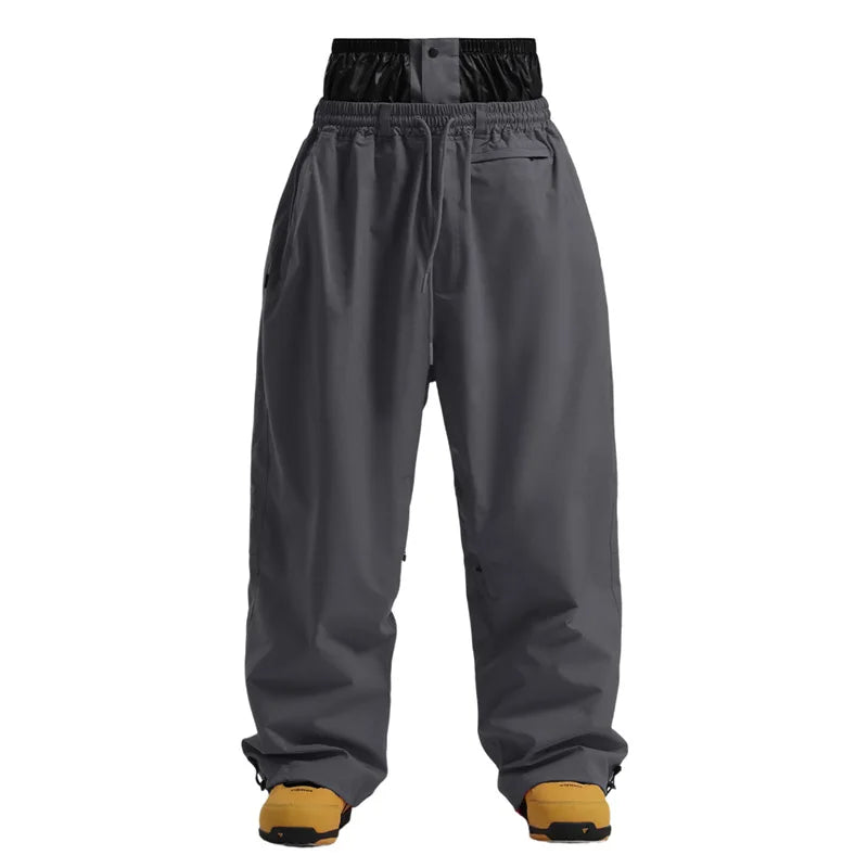 Gsou Snow 2025 Unisex Loose Fit Cargo Ski Pants - Waterproof Windproof Snowboard Trousers for Men & Women Winter Snow Gear