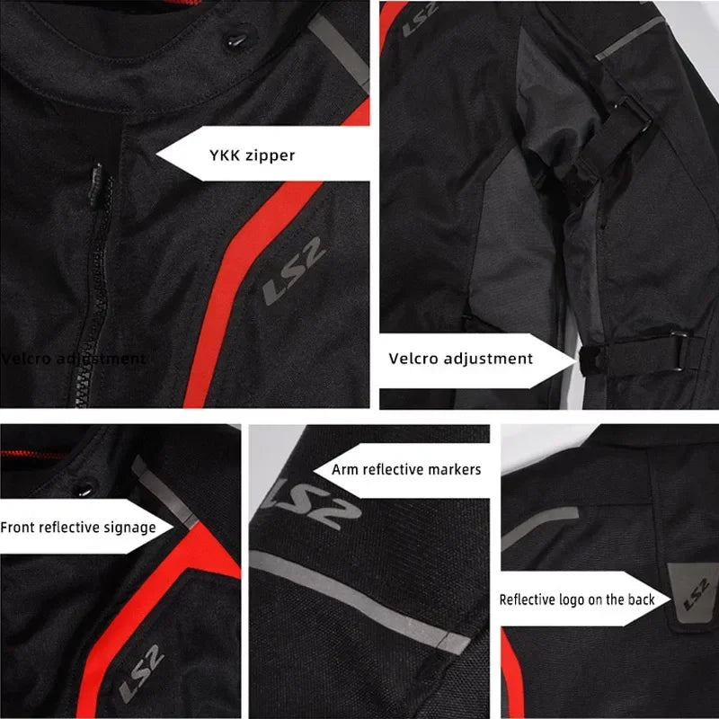 LS2 Original Motorcycle Jacket Winter Warm LS2 SEPANG Motocross Riding Jacket Men Women CE Anti-fall Waterproof Motorbike Jacket