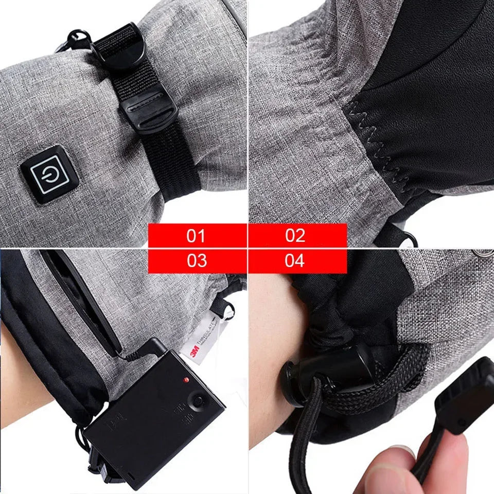 3M Cotton Heating Gloves Winter Hand Warmer Electric Thermal Gloves Waterproof Heated Cycling Motorcycle Bicycle Ski Outdoor
