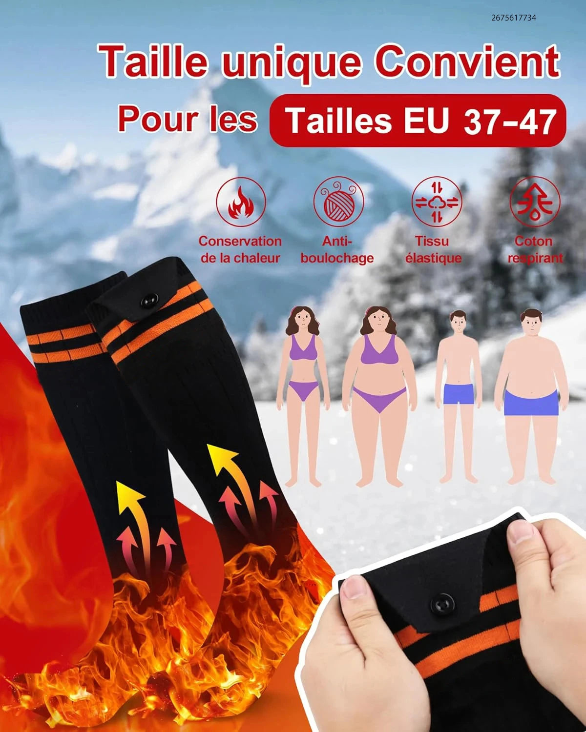 Heated Socks Winter Rechargeable 5000mah Electric Heated Skiing Socks Women Men Outdoor Skiing Socks Sports Foot Warm Equipment
