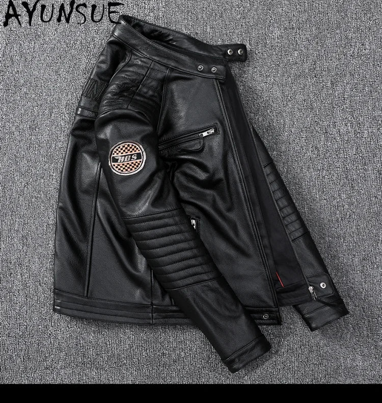Mens Leather Jacket Autumn Men Clothing Handsome Motorcycle Jackets Two Colors Short Coats Kurtka Męska Skórzana Slim