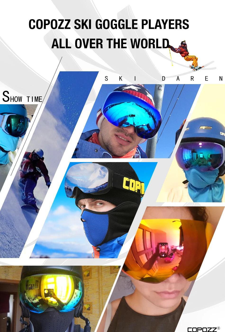 COPOZZ Magnetic Ski Goggles Men Women UV400 Protection Anti-Fog Ski Mask Outdoor Sport Snowboard Skiing Eyewear Adult